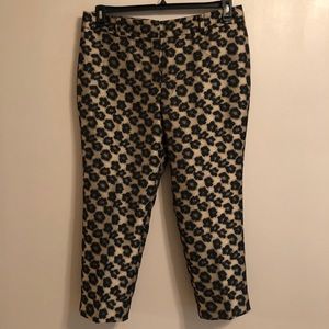Ann Taylor: Gold Floral Printed Ankle Pants